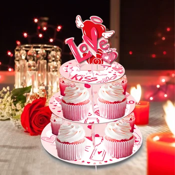 3 Niveluri de Desene animate de Nunta Dulce DRAGOSTE Inima Fericit Ziua Îndrăgostiților Suport Tort Petrecere de Ziua Cupcake Rack de Afișare Stand Decoratiuni