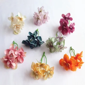 3 Ramuri DIY Artificiale Capete de Flori Hortensie Mătase Flori de Nunta de Perete Florale Fundal pentru Acasă o Cutie-Cadou Decor