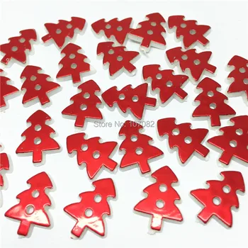 300pcs Metalic de Culoare Roșie Suprafață Pom de Crăciun Butoane Rășină 2 Găuri de Cusut Butonul Ornamente Pentru Cardmaking 13x17mm