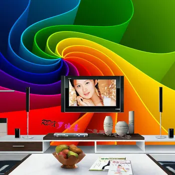 3d abstract culoare valuri tapet dinamic murală cameră de zi cu TV fondul dimensiuni Personalizate