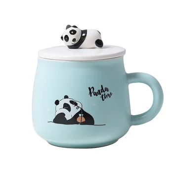 3D desene animate panda Cana cu lingura 400ml culoare glazura cani ceramice drăguț cana de apa literare și artistice Drinkware Cafea cana de ceai