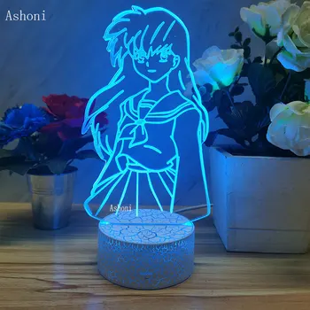 3D Lampa Kagome Higurashi Figura Dormitor Fete de Noapte Lumina Panou Acril USB 7 Culori Schimbare contact de Bază, Lampa Copii Cadou Inuyasha