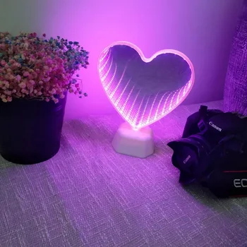 3D LED Lumina de Noapte de Dragoste Inima Lampa Mutil-Funcțional Oglindă Pentru Dormitor Acasă de Ziua Îndrăgostiților Decor Copii Copil Fată Cadouri
