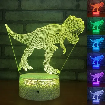 3D Lumina de Noapte Dinozaur de Birou Led-uri Lămpi de Masă 7 Culori Schimbare Touch Control de la Distanță Dormitor pentru Copii starea de Spirit de Iluminat