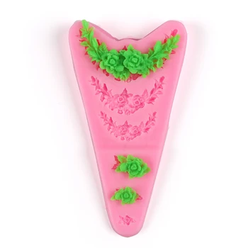 3D Rose Ghirlandă de Flori Mucegai Silicon de Frontieră de Bijuterii de Nunta Tort Fondant Instrumente Stencil Cupcake Decor Mucegai Mucegai de Copt