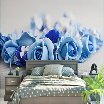 3D Tapet Decor Acasă imagini de Fundal HD Blue Rose flori frumos minimalist modern Nordic TV Canapea fundal tapet Dormitor