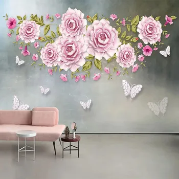 3D Tapet Modern, Minimalist 3D Stereo Bijuterii Fluture Floare Foto picturi Murale TV Camera de zi Dormitor Decor Acasă Autocolante
