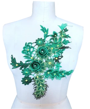 3D tridimensional broderie floare verde aplicatiile de dantela asieta patch-uri 35*21cm pentru rochie DIY accesorii