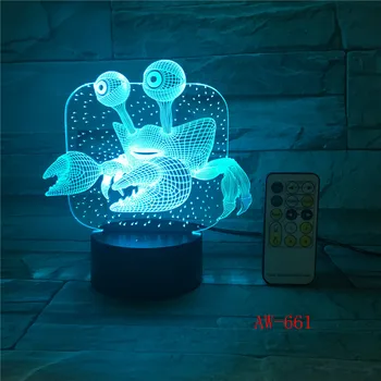 3D USB pentru Copii Noptiera Somn Led Decor Creativ Lumini de Noapte În 7 Culori Vizuale Crab Lampă de Masă Corpuri de Iluminat AW-661