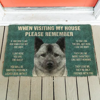 3D vă Rugăm să rețineți Norwegian Elkhound Câini Regulile Casei Preș Non Alunecare Ușa Covorase Decor Pridvor Preș