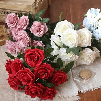 44cm Flori Artificiale de Trandafir Buchet Aranjament 10 Capete de Fals Flori de Mătase de Mireasa Buchet de Nunta pentru Casa Decoratiuni de Gradina