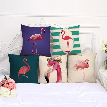 45*45cm Perna de Animale Lenjerie de pat din Bumbac Acoperă Pernă Retro Flamingo Acasă Decorative Mașină Canapea Pernă Acoperă