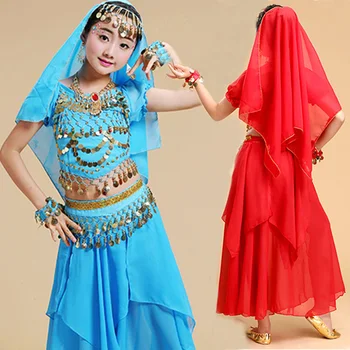4BUC/Set de Copil Indian, Dans din Buric, Costume de Fete Egiptean de Performanță Arată Tinutele de Petrecere de Dans Bollywood Port Oriental Halloween