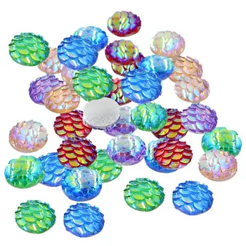 50 de Bucăți Rotunde Cerc Rășină Sirena Cabochons Pietre pretioase spate Plat de luare de Bijuterii accesorii Craft Scarpbooking 10 mm