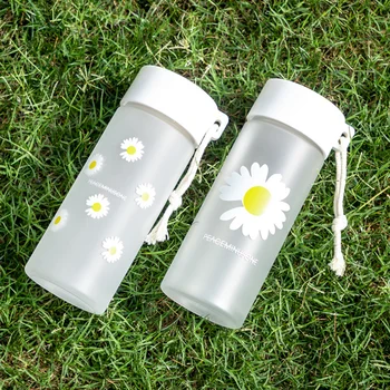 500ml Sticle de Plastic de Apă Daisy Transparent Sticla de BPA în aer liber, Sporturi de Apa Cana de Apa Drăguț Cana Student Portabil Cana cu Coarda