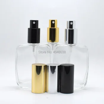 50ml Clar Sticlă de Parfum Spray Sticla Argintiu /Negru /Aur Pac Cosmetice Parfum de Ambalare Recipientul Pulverizator de Parfum 5pcs/lot