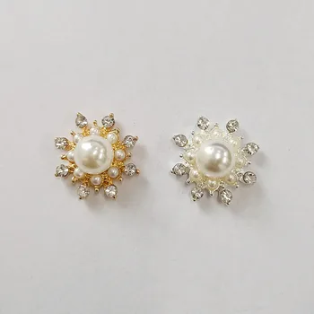 50pcs 20mm culoare Aur Materialul Aliaj de Flori cu Farmec perla pandantiv de Cristal Pentru Cap DIY Nunta Handmade Bijuterii