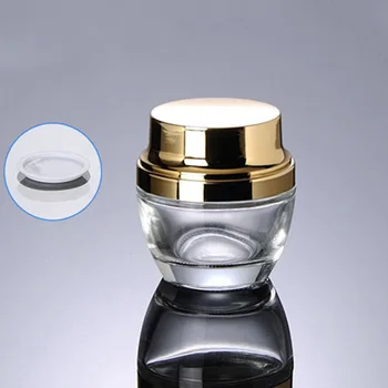 50pcs 50g sticlă clară crema borcan cu aur lucios aluminiu capac, 50 de grame de cosmetice borcan de crema de ochi,50g pahar smântână sticla