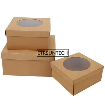 50pcs/lot Mare de hârtie kraft cutie Cu Fereastra Rotunda șosete lenjerie de corp cutie de ambalare ceai de hârtie cutie de cadou en-gros