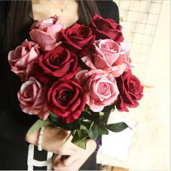 5Pcs Flori Artificiale Ieftine Buchet Frumos de Trandafiri de Mătase Nunta Vaza pentru Decor Acasă Fals Plante Decorative de Crăciun Coroane de flori