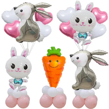 5pcs Mare Bunny Baloane Morcov Baloane Folie Iepure în Formă de Balon pentru Iepure Tema Decoratiuni de Ziua de Paște Decor Petrecere