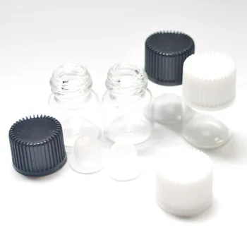5pcs Mici de 2 ml Flacon de Sticlă cu Orificiu Reductor și Capac Mici de Ulei Esențial de Parfum Clar Sticlă Flacoane de Sticlă