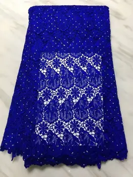 5Yards/pc vânzare la Cald albastru royal african solubil în apă broderie dantelă franceză plasă de cordonul din dantela cu stras pentru rochie BW140-11