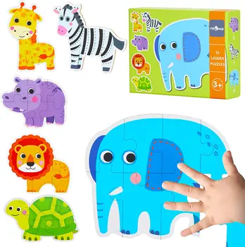 6 Pachete de Animale Tematice din Lemn Jigsaw Puzzle-uri pentru Copii mici la Nivel-Up-Uri Montessori Jucării de Învățare Preșcolară pentru Copii de Varsta 2-6