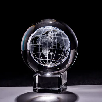 6cm Pământ 3D in Miniatura, cu Laser Gravat glob de Cristal Glob de Sticlă Sfera de Cristal Meșteșug Ornament Decorative Acasă Minge Cadou