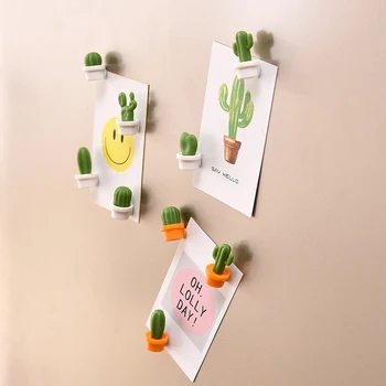 6pcs/Set 3D Drăguț Plante Suculente Mesaj de Bord și Memento pentru Bucatarie Frigider Magnet Butonul de Cactus Decor Gadget Instrument