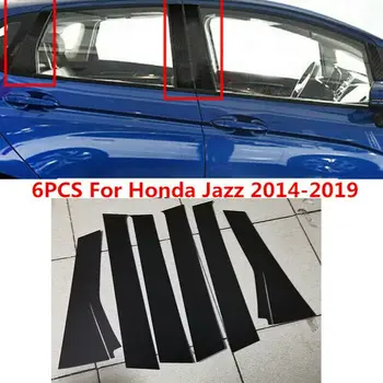 6pcs/Set Negru Lucios Geamul Portierei Pilon Post Capacul Ornamental Stâlp de Turnare prin Acoperire Pentru Honda Fit Jazz GK5 2014-2019