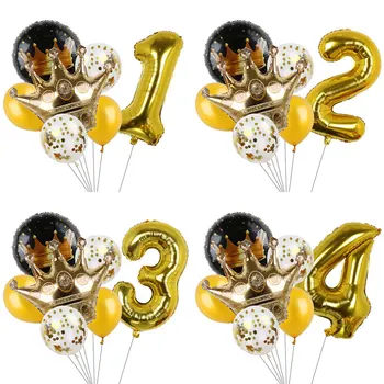 7pcs Mare Coroana de Aur Set de 32 inch Număr de Confetti Baloane Baloane Folie Baby shower Copii 1st Birthday Party Decor