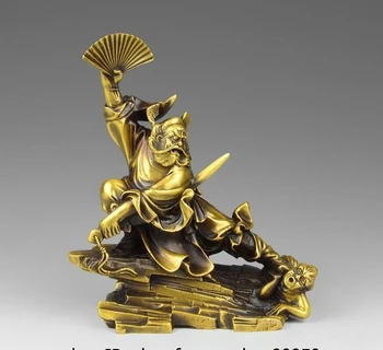 9 China Alamă Cupru Fengshui Zhong Kui Dumnezeu ChungKuel Prinde Diavolul Fantomă Statuie
