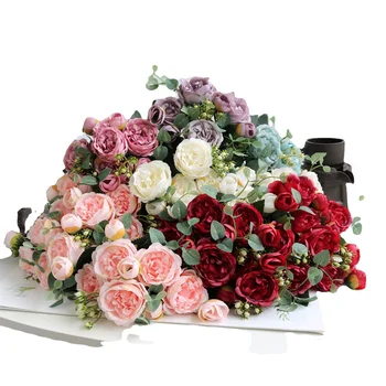 9pcs Rose Flori Artificiale Flori False Ziua Îndrăgostiților Cadou de Mătase Flores Artificiales Decor Nunti Mariage Decor Acasă