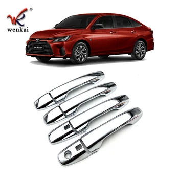 Accesorii auto Pentru Toyota Yaris Ativ Vois 2022 2023 ABS Cromat Mâner de Ușă Acoperire Autocolant Tapiterie Usa Protector Cadru Styling