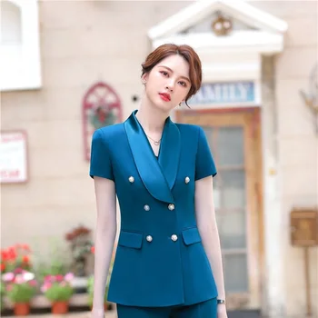 Activitatea formală Blazer Coat OL Stiluri de Vară Elegant Albastru Sacouri, Jachete de Blana pentru Femei Doamnelor Sacou Office Sacouri Topuri