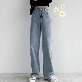 AECU Plus Dimensiune Casual Pantaloni Drepte Streetwear Femeie Blugi cu Talie Înaltă, din Denim Lungime Completă Mama Blugi Vintage de Calitate Harajuku Pant