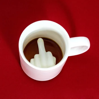 Alb Creative Cana de Cafea din Ceramica Degetul Mijlociu Amuzant Ceașcă de Cafea de Birou Lapte Cesti de Ceai din Portelan de Personalitate Noutate Cadouri