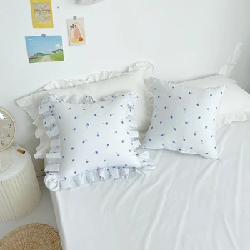 Albastru de pernă față de pernă decor camera de zi dormitor canapea pernă de uz casnic lenjerie de pat 100% bumbac imprimate față de pernă