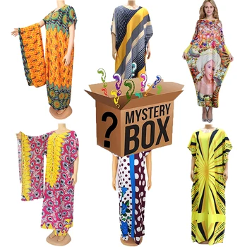 Aleatoare Mister Orb Cutie Garantat Rochii Pentru Femei De Bumbac Imprimare De Moda Rochie Maxi Din Africa Nou Stil De Norocos Cutie Pentru Cadou