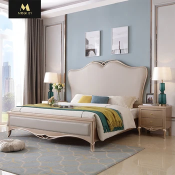American lemn masiv, pat de 1,8 m pat dublu modern simple din piele, pat dormitor mobilier