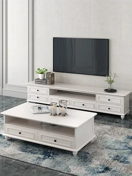 American lemn masiv, TV cabinet de cafea, masă combinație living mic apartament de lux de lumină simplu și modern alb platforma st