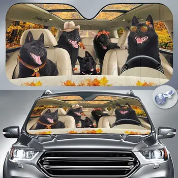 Amuzant Schipperke Familie de Conducere Frunze de Toamna Iubitor de Câine Auto Parasolar Parbriz Geam, Cadou pentru un Iubitor de Câine, Mașină de Parbriz Auto