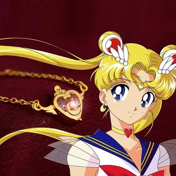 Anime Sailor Moon Argint 925 Chibius Cosmic Inima Compact Pandantiv Colier Pentru Femei Cosplay Bijuterii Fata Fanilor Cadou