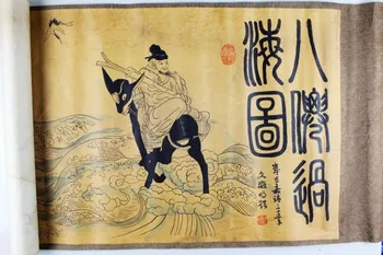 Antic Chinez caligrafie și pictură colectie decor mural-Opt Nemuritori trecerea mării diagrama
