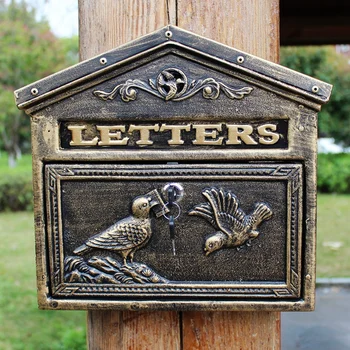 Antic Păsări Sculptate Caseta De E-Mail De Fier Ambarcațiunile De Decor Acasă Postoral Acasă Ușă Decor Carte Poștală De Stocare