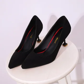 Arc Nod Femei Pantofi cu Toc Subliniat Toe Femeie Pompe de piele de Căprioară Doamnelor Tocuri cui cu Toc Subtire Superficial Gura Pantofi pentru Femei 2021