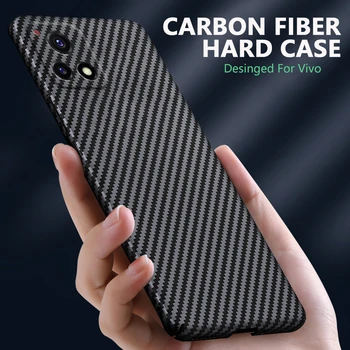Autentic fibra de Carbon Telefon Caz pentru Vivo Y52S 5G Y70S Ultra-Subțire și Ușor Accidentat de Protecție Hard mobil Caz Acoperire