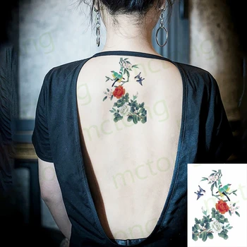Autocolante tatuaj Trandafir Frunze Înghiți Stil Chinezesc rezistent la apă de Lungă durată Jumătate de braț, Piept de Simulare Bărbați și Femei Autocolante Tatuaj