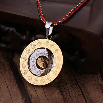 Bagua Titan din oțel Rotund Colier Pandantiv în condiții de Siguranță a Proteja China Amuleta